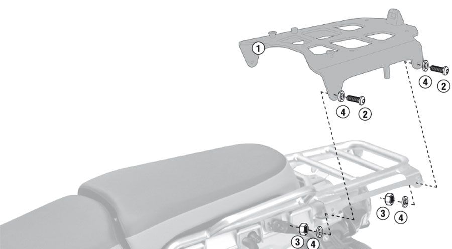 BMW R1200GS (04-12), R1200GS Adv (05-13) & HP2 Topcasehalterung-Aluminium Adventure