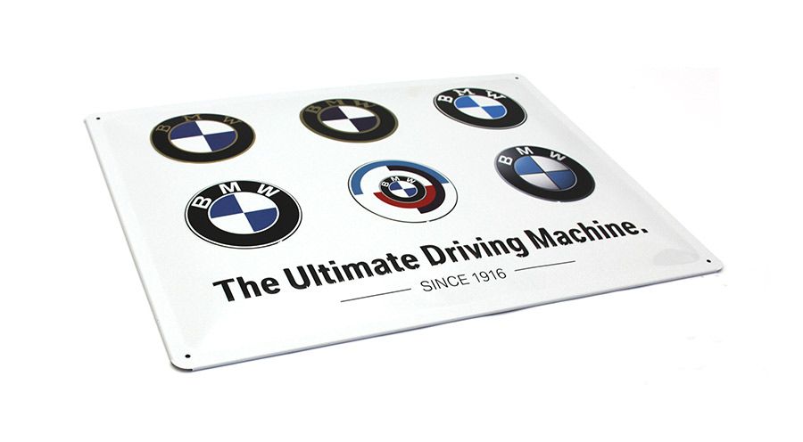 BMW Logo Evolution Blechschild 30x40 Cm – Retro Metallschild Lizenziert | Geschenk Für BMW-Fans | Made In Germany
